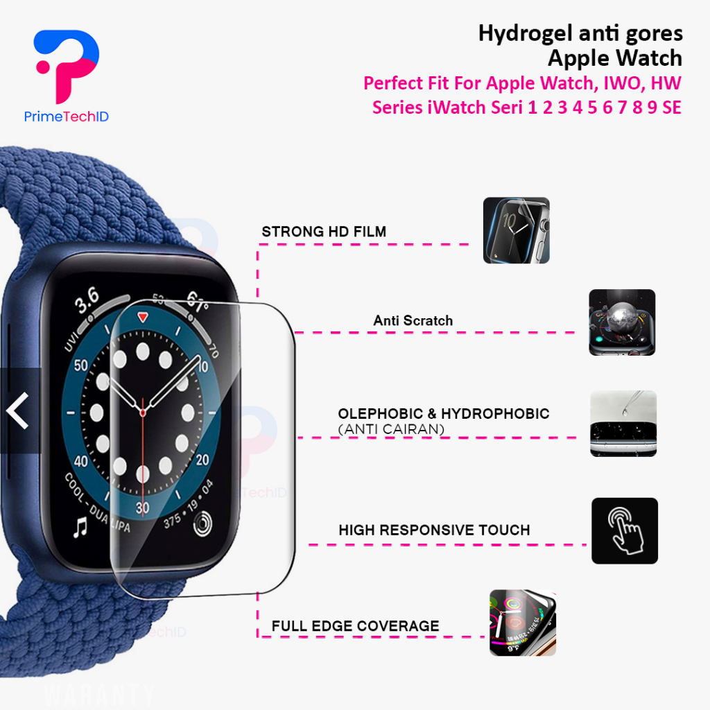 HYDROGEL anti gores Apple Watch 38mm 40mm 42mm 44mm 41mm 45mm tempered glass series 1 2 3 4 5 6 7 8 9 SE screen guard