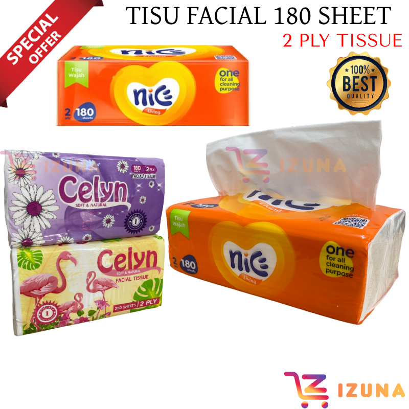 [IZUNA] TISSUE TISU FACIAL 180 SHEETS 2 PLY / TISU MUKA / TISU NICE / TISU FACIAL CELYN / TISU FACIAL 250 SHEETS / TISSUE NICE FACIAL / TISSUE NICE 180 SHEETS / TISSUE FACIAL 250 SHEETS