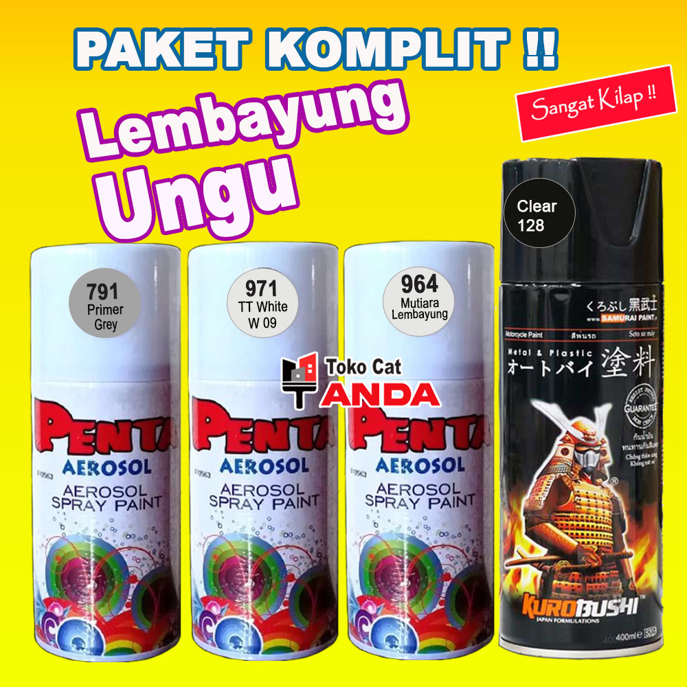 Paket Komplit Cat Lembayung Ungu - Cat Mutiara lembayung -  cat Semprot Mutiara Ungu