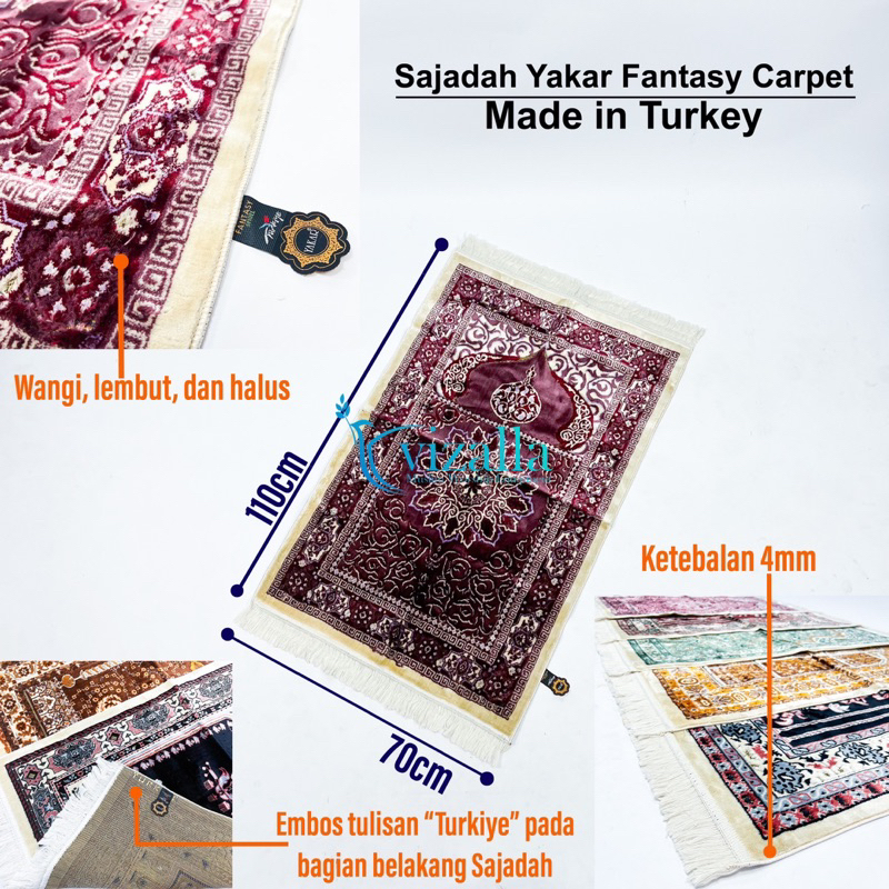 Sajadah Yakar Fantasy Carpet Besar/ 110*70 Sajadah Wangi/ Grosir Sajadah