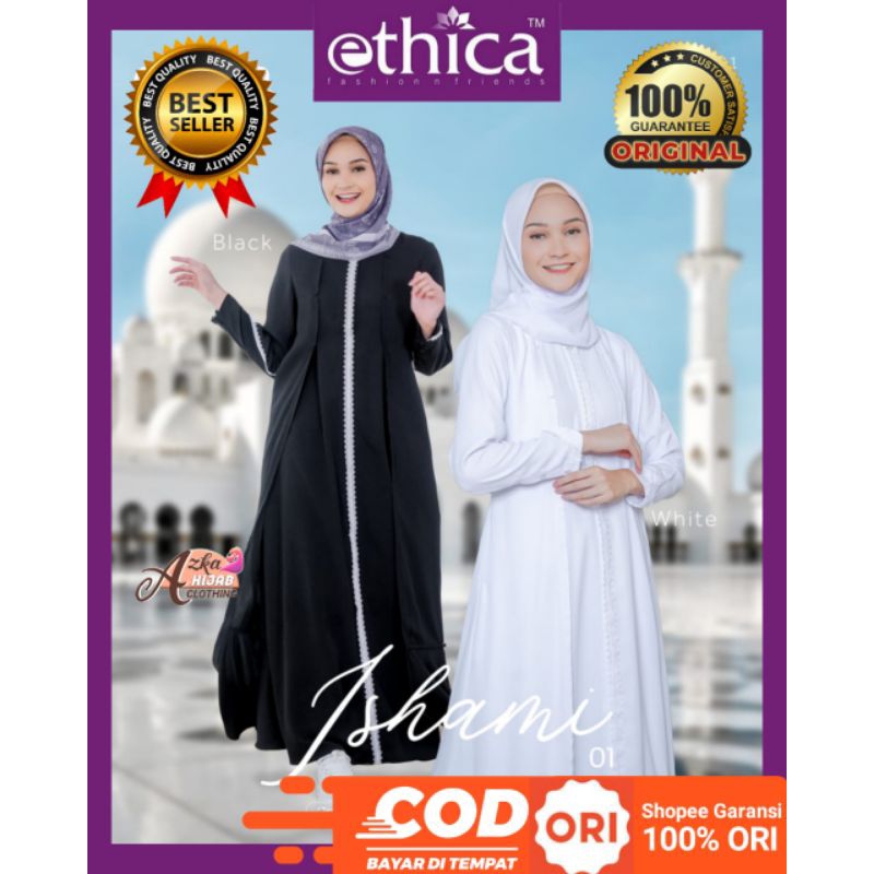 ISHAMI 01 ORIGINAL ETHICA / BAJU GAMIS ETHICA TERBARU 2025 / GAMIS HITAM WANITA REMAJA KEKINIAN / GA