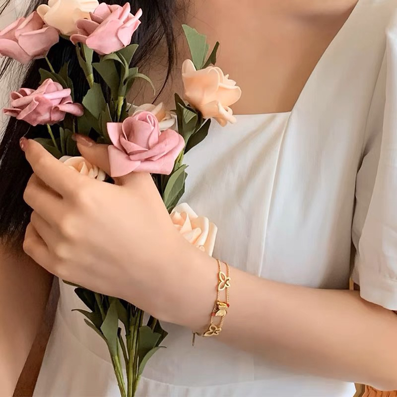 Gelang Titanium Kupu Kupu Gold Elegan Korea Fashion Style Premium