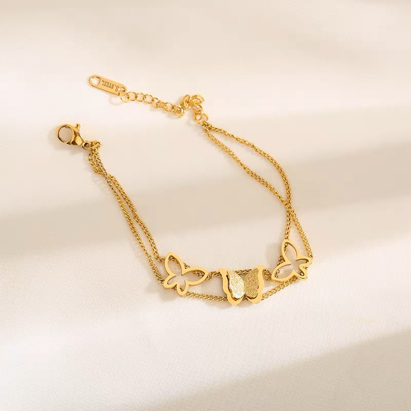 Gelang Titanium Kupu Kupu Gold Elegan Korea Fashion Style Premium