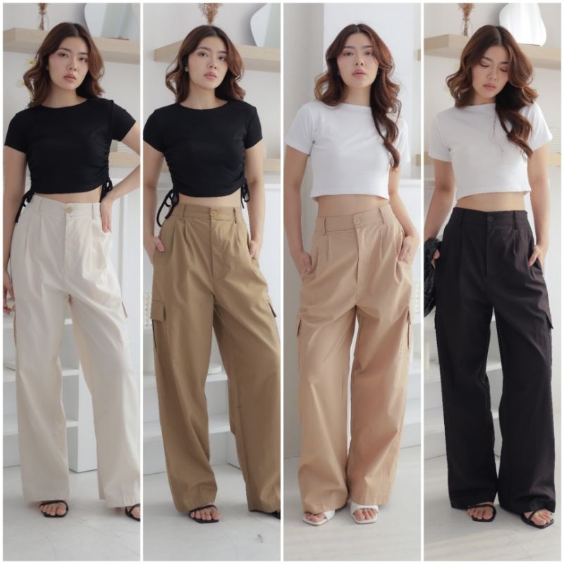 ♡ PREMIUM ♡ ORIGINAL ! CARRINE CARGO POCKET CHINOS CULLOTE LONG PANTS