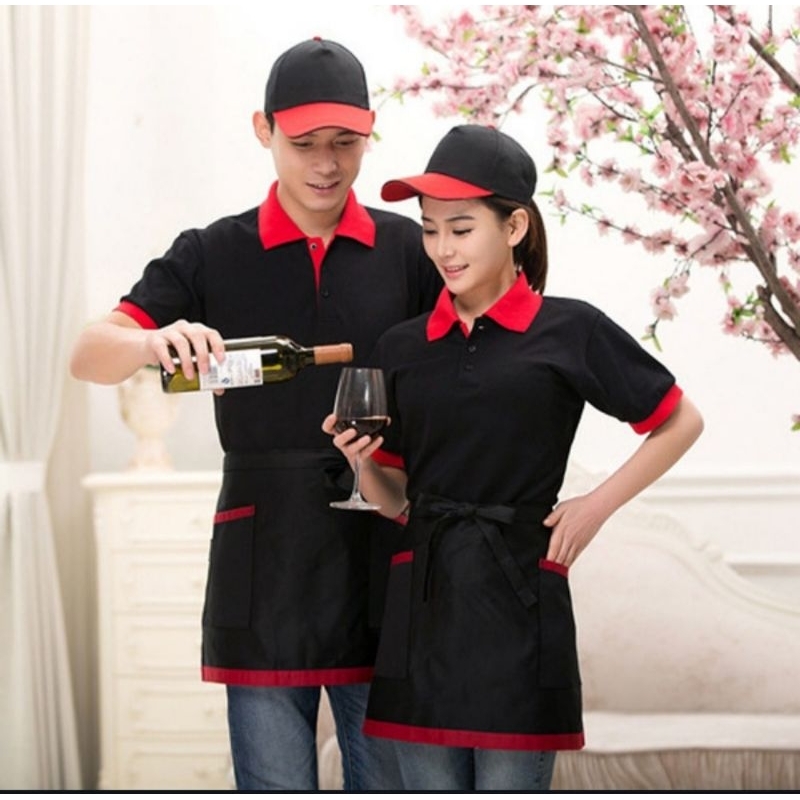 Apron Masak Celemek Waiter Half Waist Celemek Unisex Pria Wanita