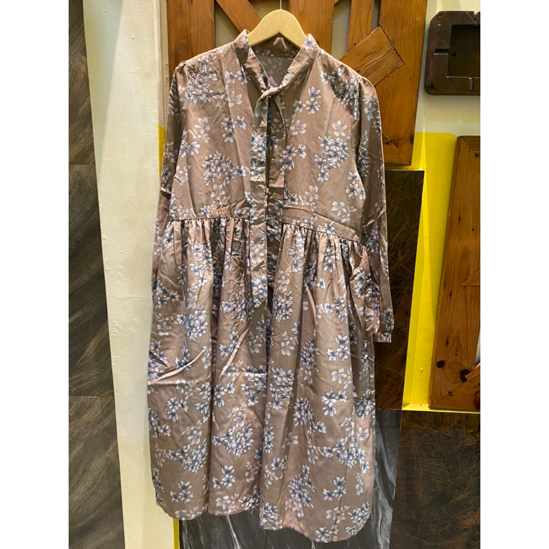 dress vintage aesthetic preloved murah korean style bunga-bunga tunik