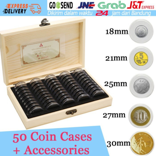 

Promo 50psc Kotak koleksi koin kayu Kotak Penyimpanan coin Souvenir Kapsul Diskon