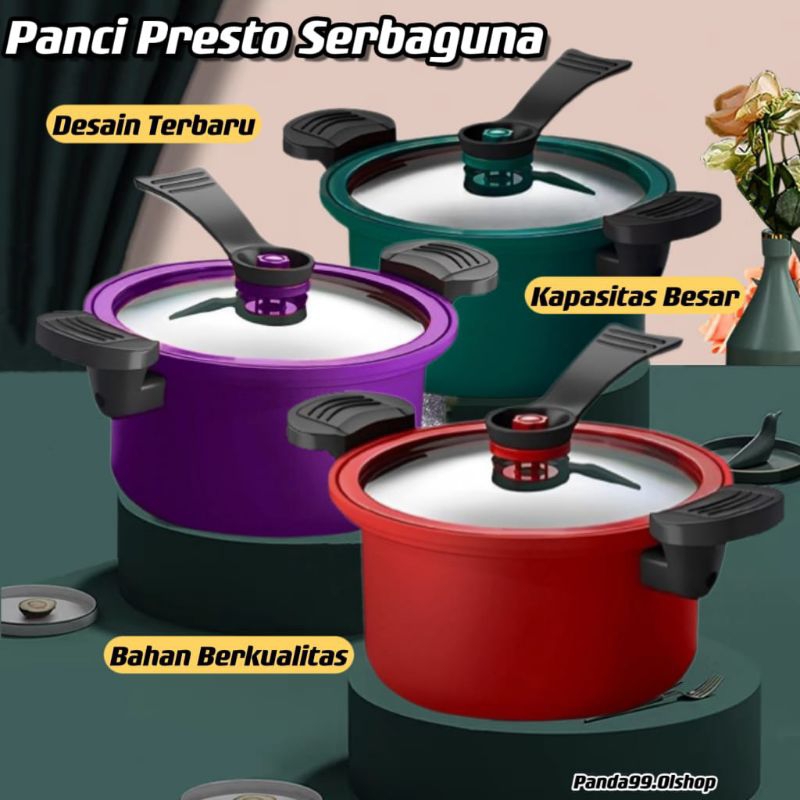 Panci Presto Teflon Pressure Cooker Pot Anti Lengket Panci Presto 3.5 Liter Serbaguna ⭐Panda99⭐