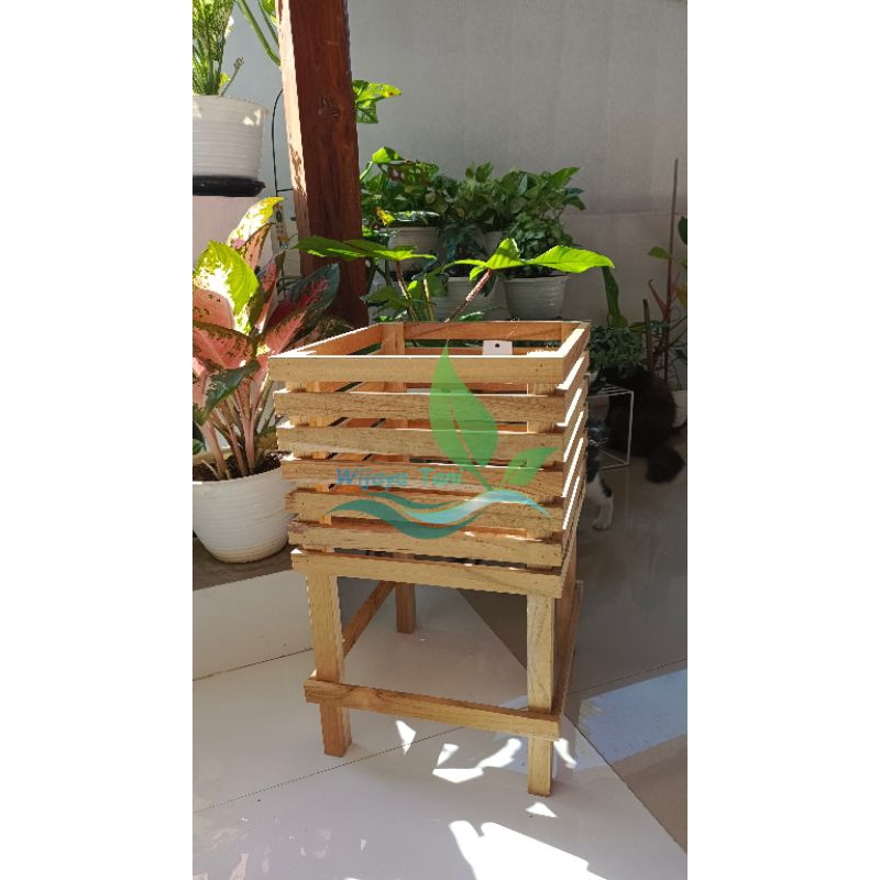 Oppashop_ Pot Anggrek Kayu Jati Oven Gramma Rak Anggrek Kayu Pot Anggrek Gramma