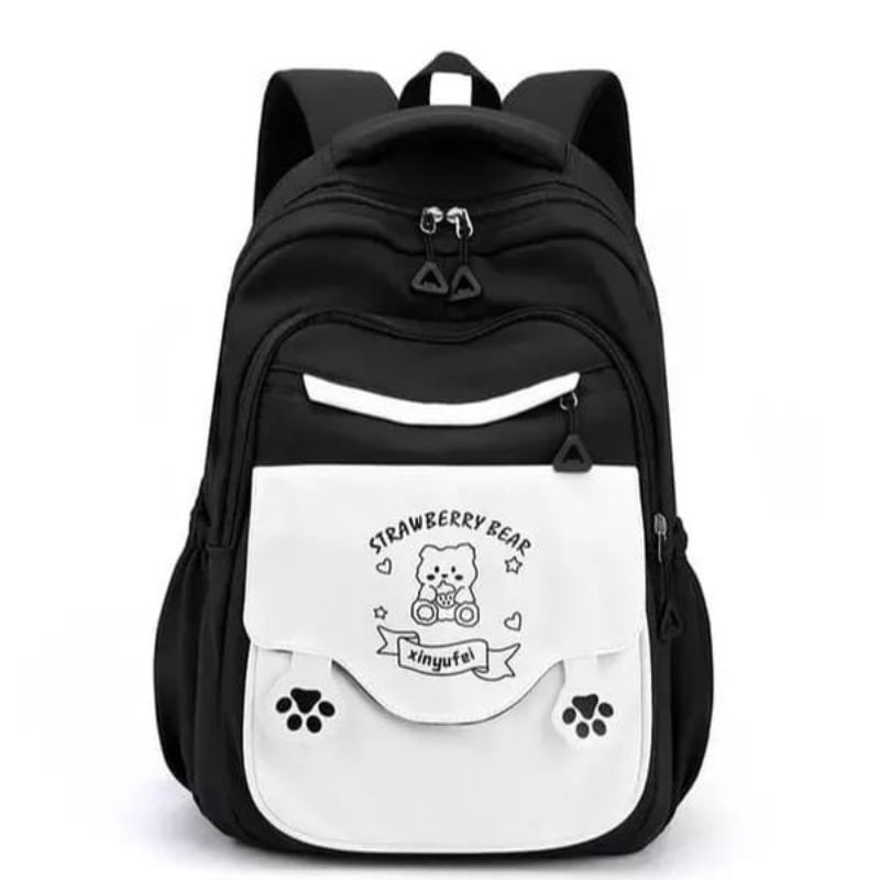 RJ Tas Sekolah Anak Cute Backpack Ransel Sekolah Perempuan Tas Sekolah Untuk Sd/Smp/Sma Terbaru Tas Ransel Strawbery Bear