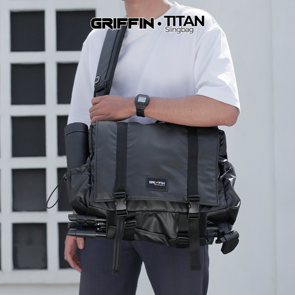 Tas Selempang Pria Kamera dan Laptop Waterproof Hitam Keren dan Elegan Titan by Griffin