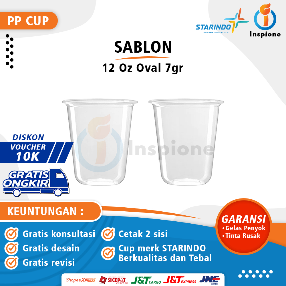 Sablon Gelas Cup Oval 12 Oz Starindo (7 Gram)