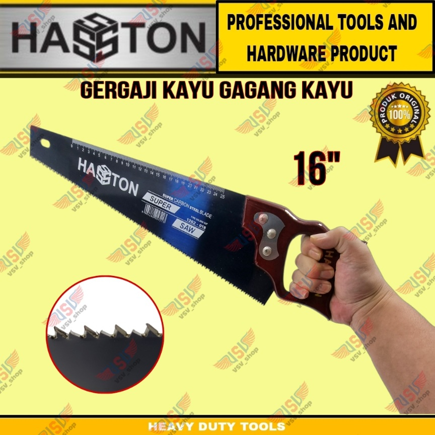 Hasston Gergaji kayu 16&quot; 1262-016/ hacksaw 16&quot; / Gergaji gagang kayu