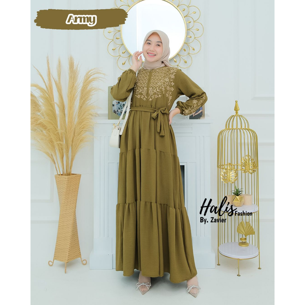 Gamis Ori Halis Fashion/ Dress Susun Bordir/ Gamis Realpict