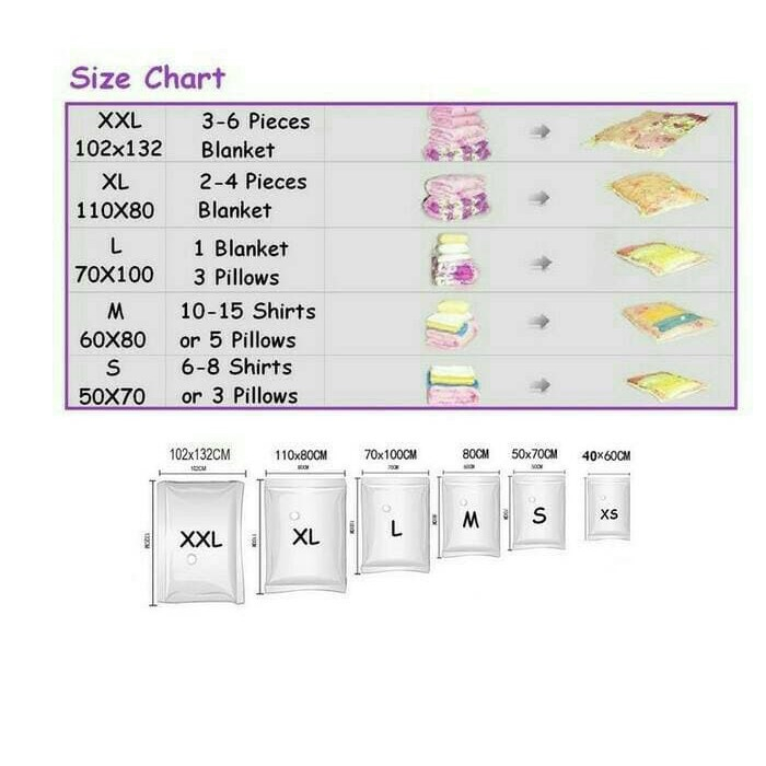 Refill Vacuum Bag Satuan / Plastik Kompres Vacum Vakum Bag Pakaian Baju Wenbo Refill Original Size S M L XL