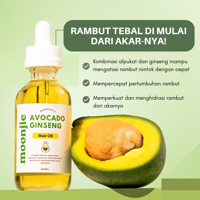 GINSENG + AVOCADO HAIR OIL UNTUK PENEBAL RAMBUT DAN RAMBUT RONTOK / Hair Oil Rambut Rontok / Perawat