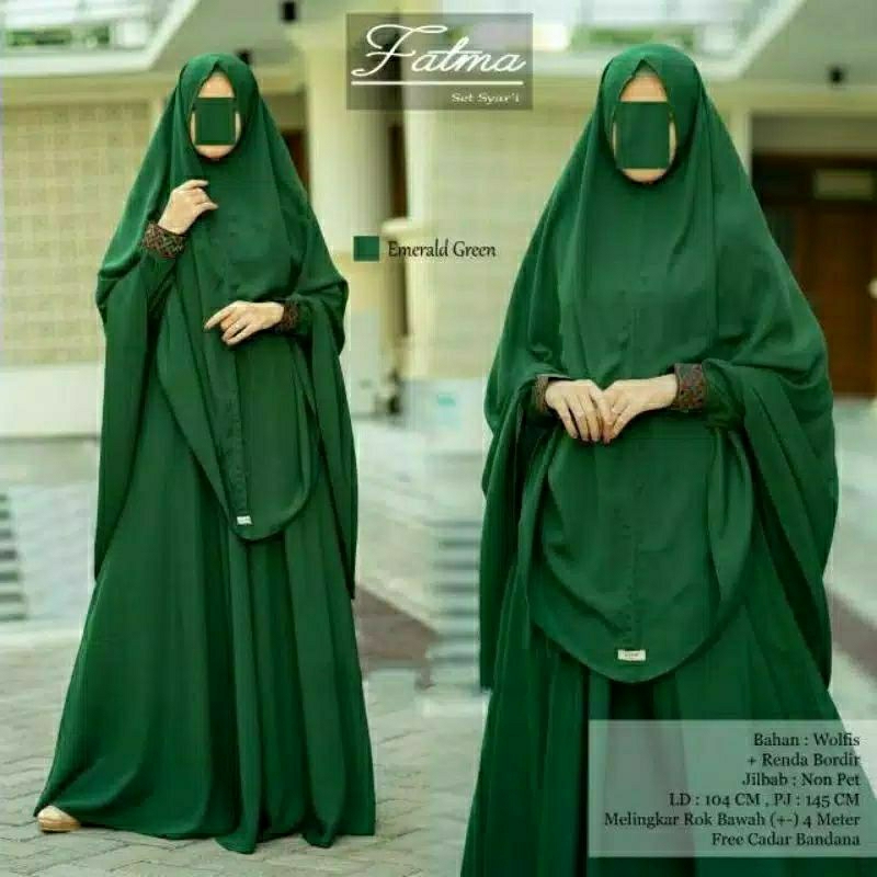 Gamis Syari Polos Set Jilbab Plus Cadar Fatma Syari Gamis Syari Set Busui Wolfis
