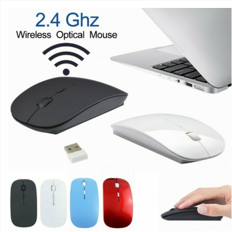 Mouse wireless gaming laptop pc murah slim 2.4Ghz-receiver usb/wireless mouse-Hitam/Putih