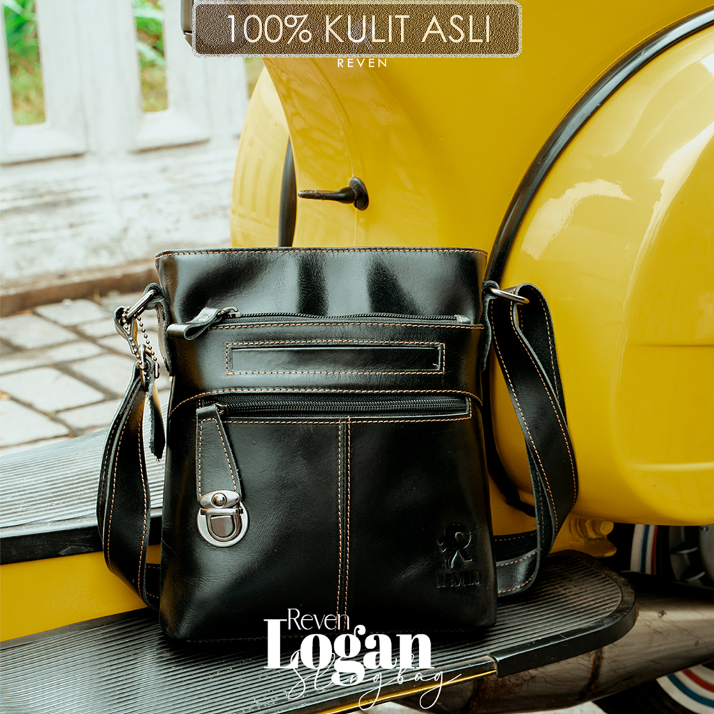 Tas Pria Kulit Asli 100% Original brand Reven Logan Sling Bag Genuine Leather Premium tas tali Selem