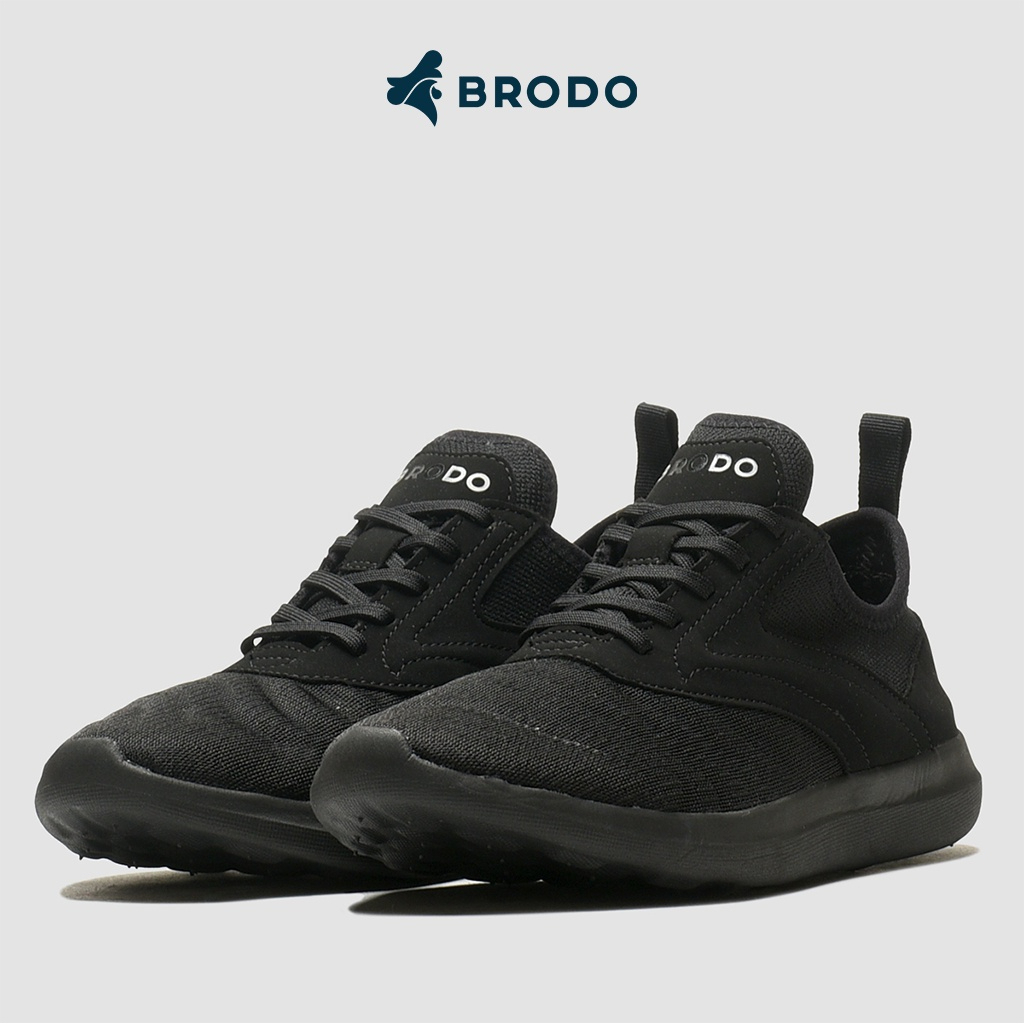 BRODO Active Kaze Racer Full Black Original Sepatu Sneakers Sport Running Hitam Polos