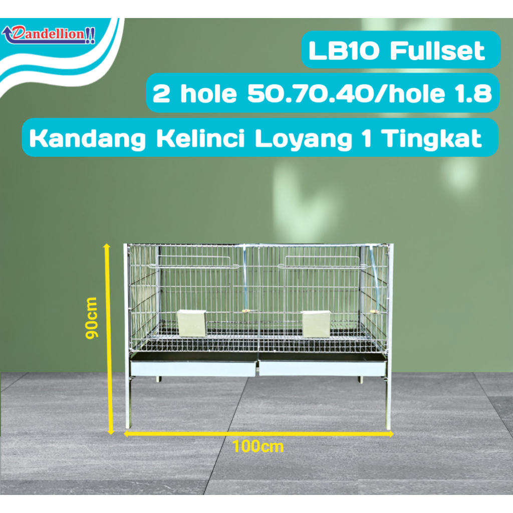 Kandang Kelinci LB10 1 tingkat 2 pintu komplit Loyang