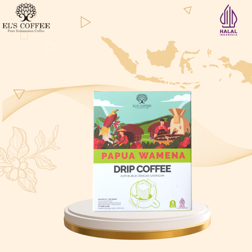 

EL'S COFFEE Kopi Papua Wamena Arabika 10Gr 5Pcs Drip Kopi Pure Indonesia Coffee Roasted Arabika