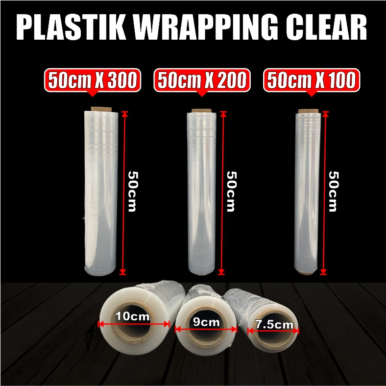 Plastik Wrapping Stretch Film 50cm x 300m Clear Bening Bungkus Barang Per 1 Roll