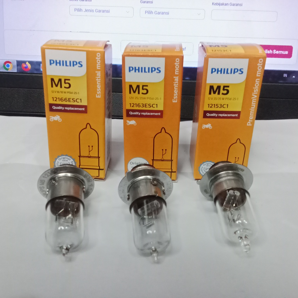 Bohlam Depan Philips M5 Original 18-35W Motor Bebek/Matic