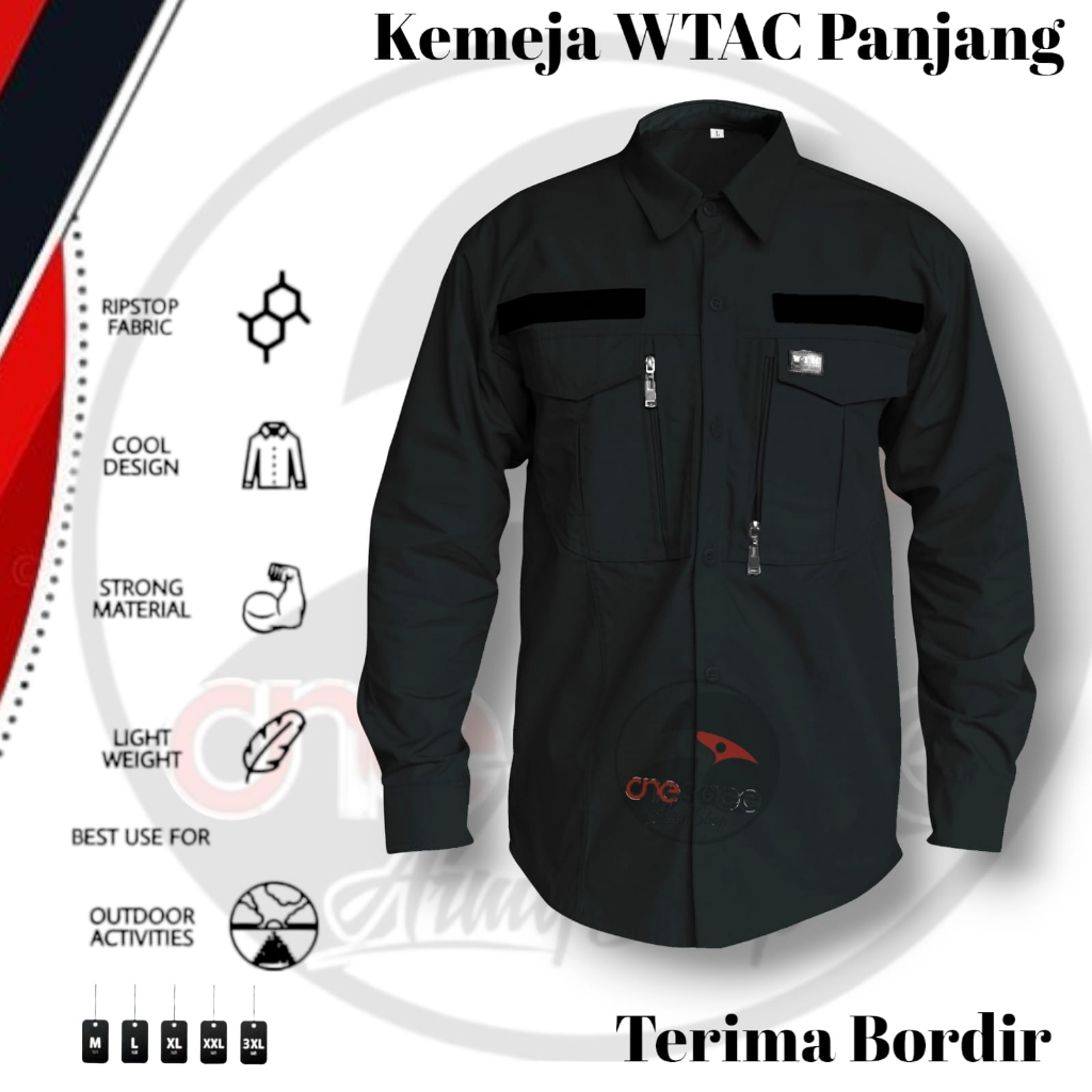Kemeja Tactical W-TAC tangan Panjang/Kemeja Tactical/Kemeja Lapangan | Polisi | Army | Ripstop Tornado | PDL