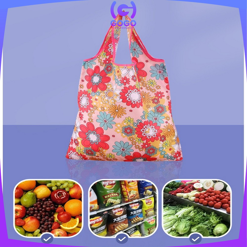 GOGO-T47 Tas Belanja Lipat Karakter Shopping Bag Reusable Bag Serbaguna / Kantong Belanja Ramah Lingkungan Souvenir Tas Lipat