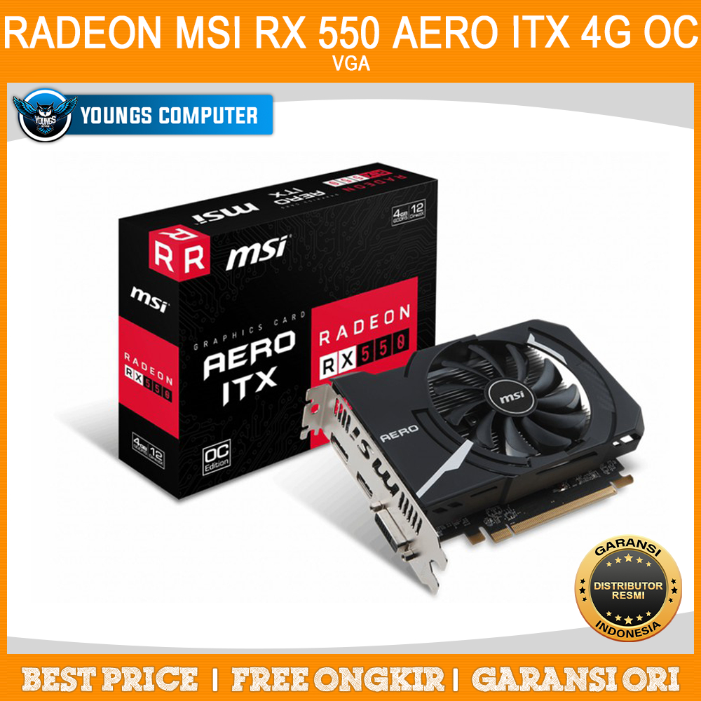 VGA CARD RADEON MSI RX 550 AERO ITX 4G OC 4GB DDR5