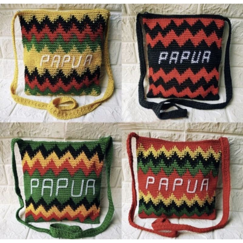 TAS NOKEN PAPUA RASTA MOTIF ZIGZAG / TAS NOKEN RASTA / NOKEN PAPUA / TAS RAJUT PAPUA