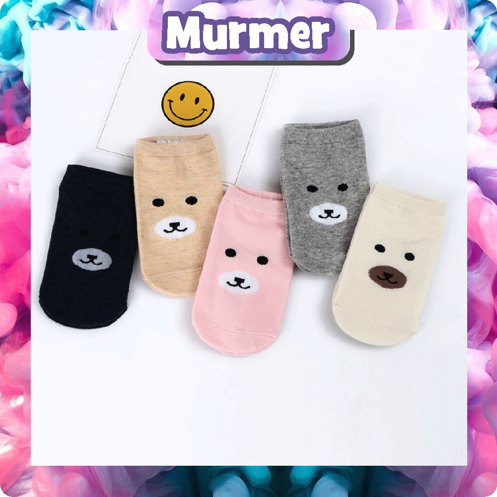 MurmerOfficial Kaos Kaki Motif Beruang Lucu / Kaos kaki Laki-Laki Perempuan / Cute Bear Ankle Socks Import KK125