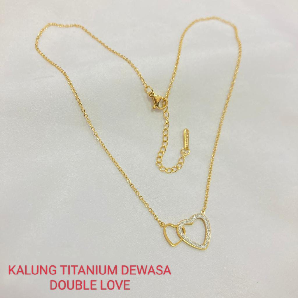 Kalung Wanita Love Titanium Anti Karat Liontin Premium