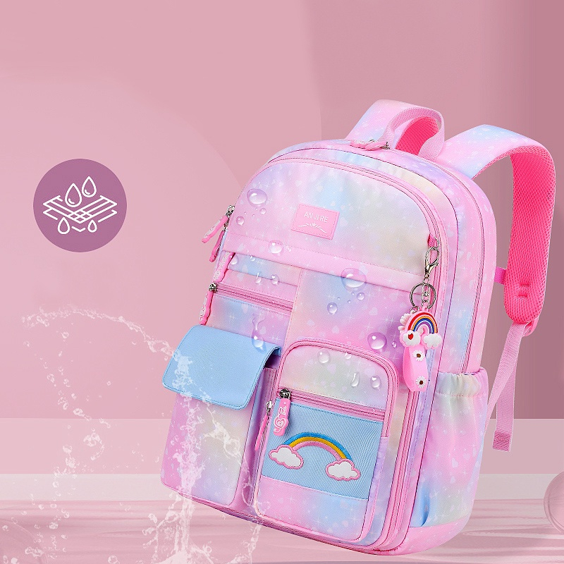Tas Sekolah Anak Anti Air Tas Sekolah Perempuan Anti Air Model Pelangi Tas Sekolah Anak Perempuan Cewek SD SMP SMA - PINK