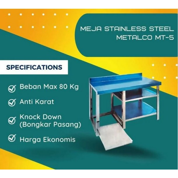 PROMO Meja Stainless Steel Metalco MT-5 TERMURAH BISA GOSEND/GRAB INSTANT
