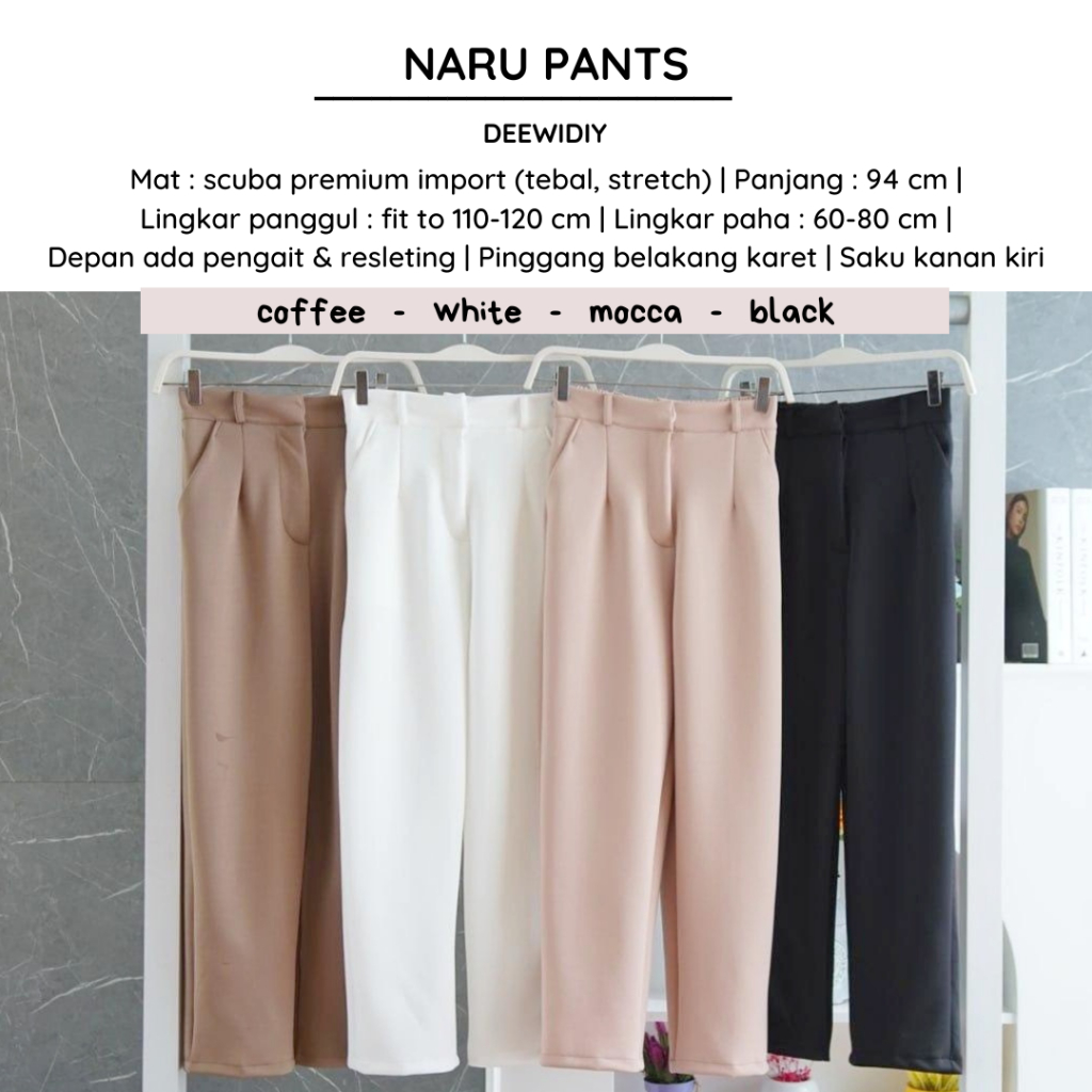 CELANA KERJA PANJANG WANITA BAHAN SCUBA - NARU PANTS DEEWIDIY