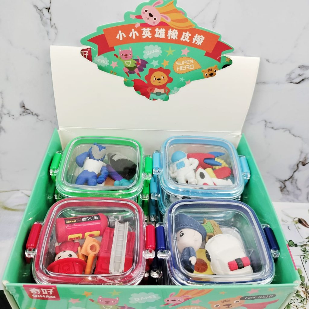 

Hapusan Karet karakter Profesi or Pahlawan dengan Box Kotak / Cartoon Eraser ready 4 Pilihan Warna Lengkap Special Edition bisa Grosir dan COD