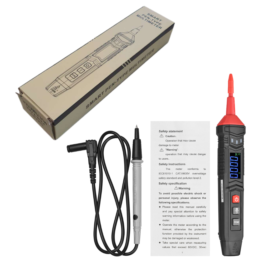 Digital Multimeter Voltage Tester Pen LCD Screen 4000 Count - HT121 - Black