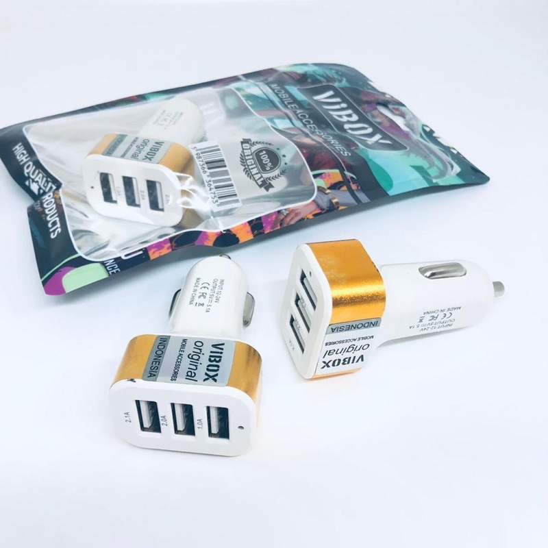 READY CAR CHARGER MOBIL 3USB VIBOX ORIGINAL INDONESIA BY SMOLL