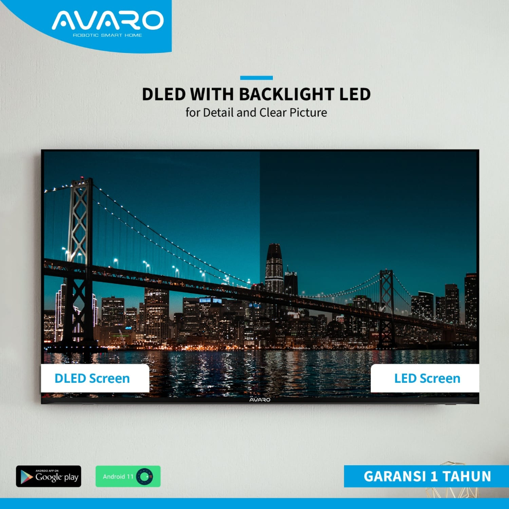 Avaro smart TV 43&quot; FHD android 11 garansi resemi