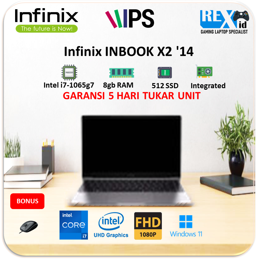 INFINIX INBOOK X2 (i7 1065g7 8gb 512ssd W11 14.0inch FHD IPS 100SRGB BLIT)
