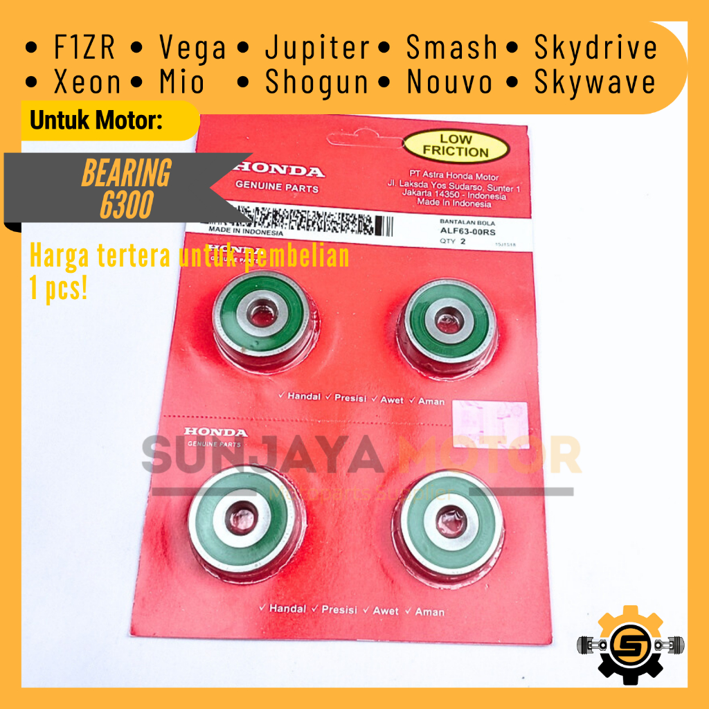 Bearing Laher 6300 Klaher Lahar Original F1ZR N Max Vega R Jupiter Z Mio Shogun Skyrdrive Skywave No