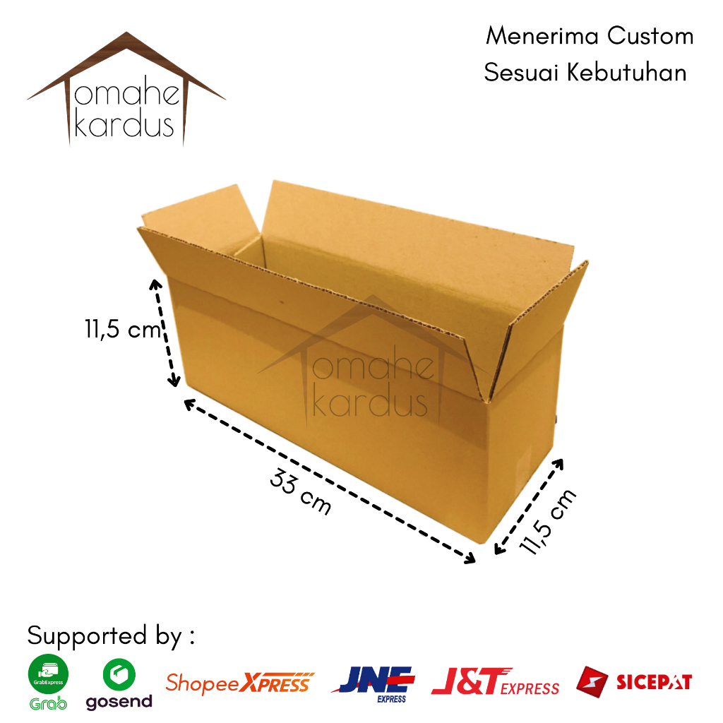 

Kardus box polos baru singgle wall uk 33x11,5x11,5 cm