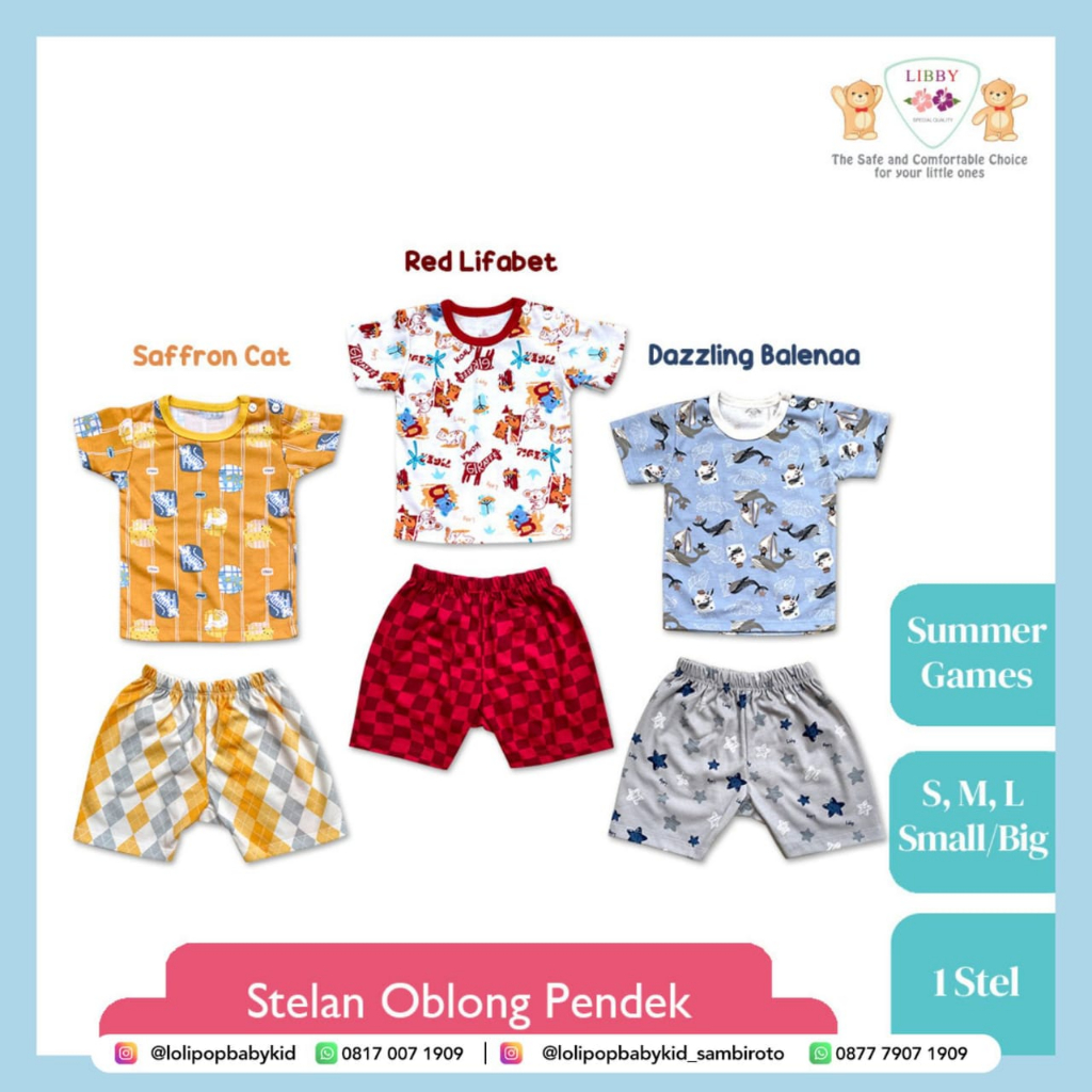 LIBBY Stelan Oblong Pendek Motif Summer Games (1 stel)