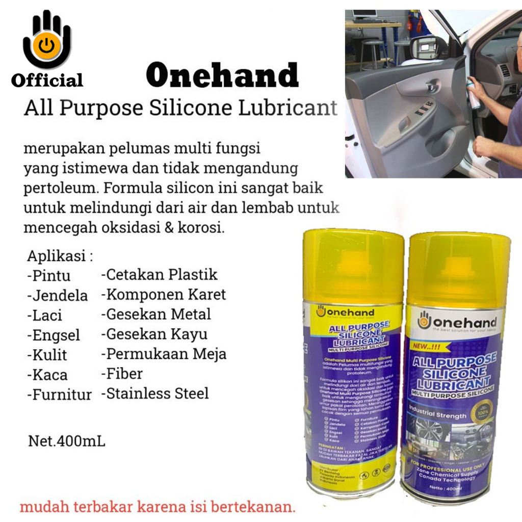 Spray Karet Kaca Mobil Bunyi Silicone Silikon Semprotan Pelumas ONEHAND Karet Kaca Karat Spray Perawatan Karet Plastik Van belt All Purpose Lubricant