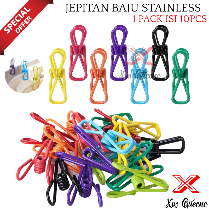 [XOQ] KLIP JEPITAN BAJU SERBAGUNA 1 PACK ISI 10 PCS / JEPITAN BAJU WARNA MACARON / JEPITAN JEMURAN ANTI KARAT / JEPITAN KERTAS