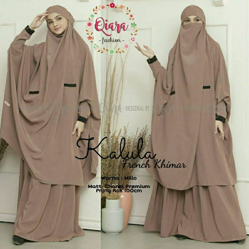 French Khimar Super Jumbo Kalula Syari Polos Set Busui