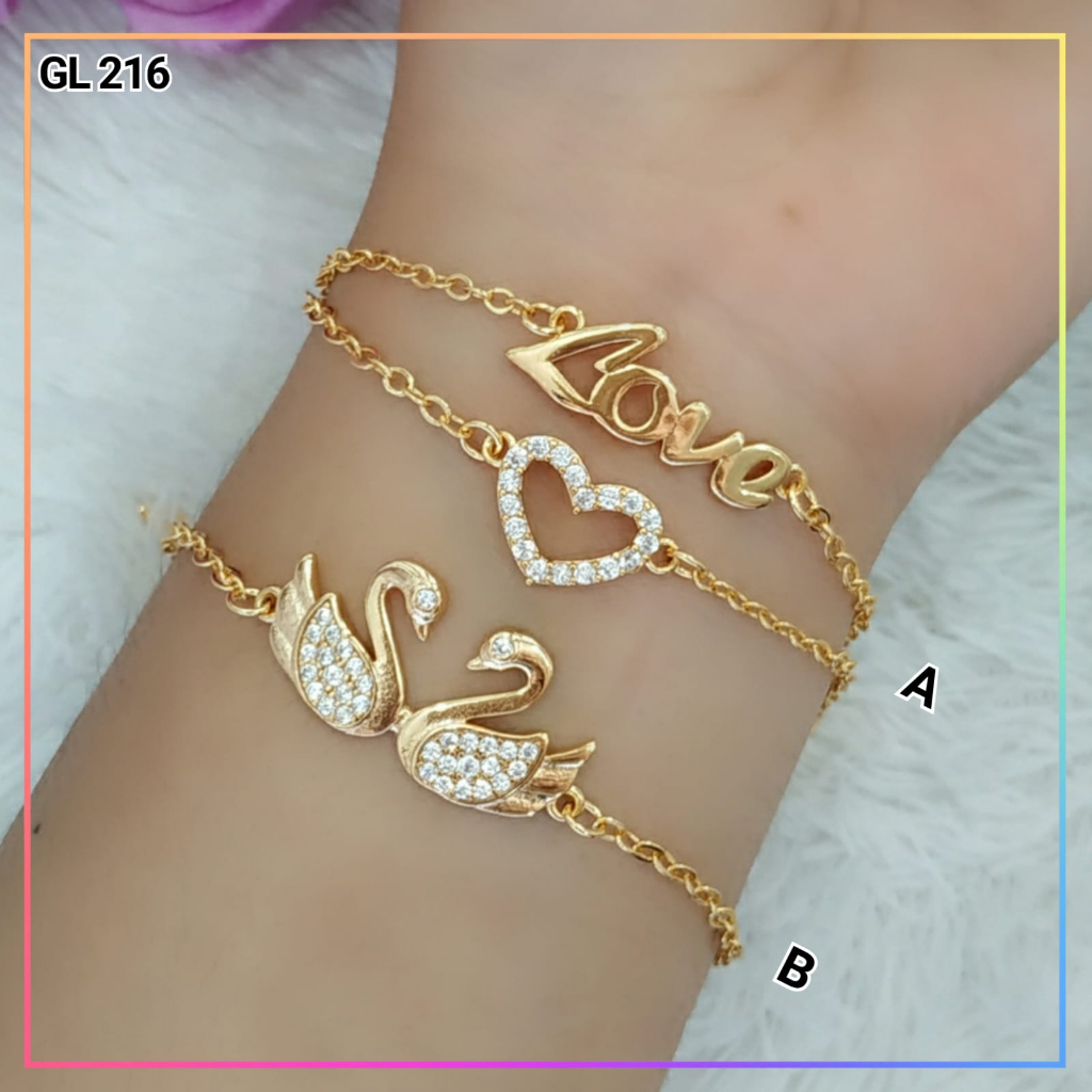 Gelang xuping gelang rantai layer love kombi perhiasan lapis emas gold GL 216