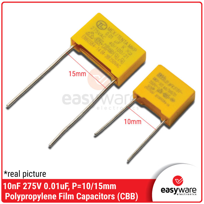 MKP 10nF 275V 0.01uF Kapasitor 275 Volt pitch 10mm 15mm Polypropylene Film Capacitor